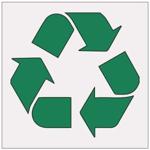 Kierrätys neliö heijastava kilpi