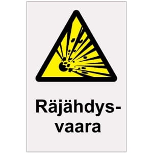 Räjähdysvaara heijastava kyltti