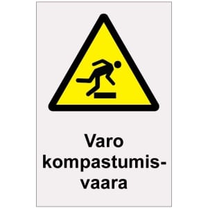 Varo kompastumisvaara heijastava kyltti