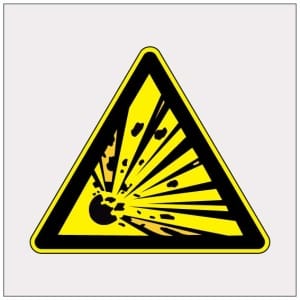 Heijastava räjähdyssymboli kyltti