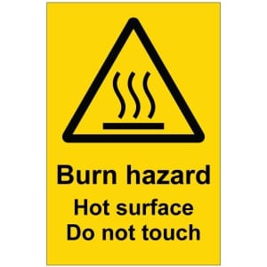 Burn hazard kyltti