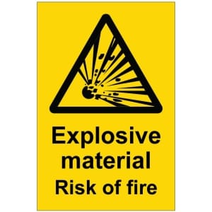Explosive material Risk of fire kyltti