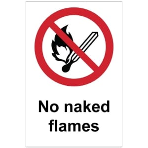No naked flames (b) kyltti
