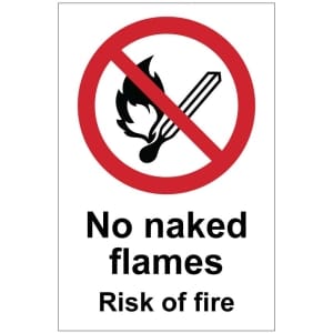 No naked flames Risk of fire (b) kyltti