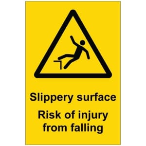Slippery surface Risk of injury kyltti