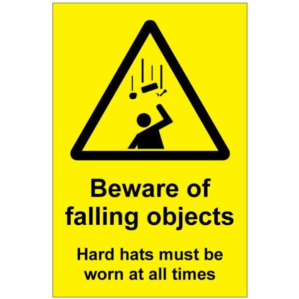 Beware of falling objects Hard hats must be worn (b)-0