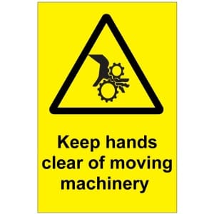 Keep hands clear of moving machinery (b)-0