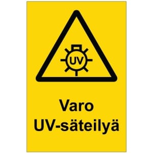 Varo UV-säteilyä kyltti