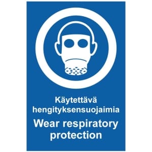 Käytettävä hengityksensuojaimia Respiratory protection kyltti
