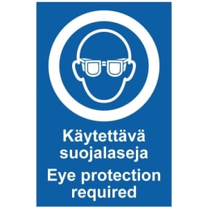 Käytettävä suojalaseja Eye protection kyltti