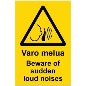 Varo melua Beware of sudden loud noises kyltti