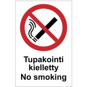 Tupakointi kielletty No smoking kyltti