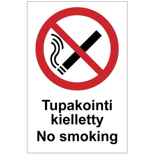 Tupakointi kielletty No smoking kyltti