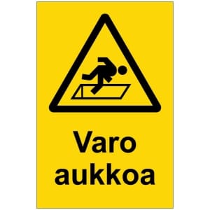 Varo aukkoa kyltti