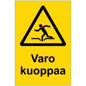 Varo kuoppaa kyltti