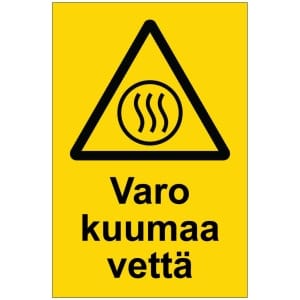 Varo kuumaa vettä kyltti