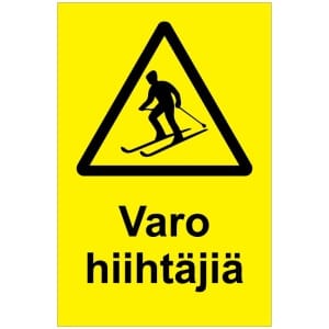 Varo hiihtäjiä kyltti