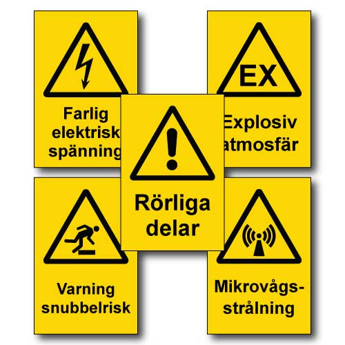 Ruotsinkieliset varoituskyltit Varningskyltar