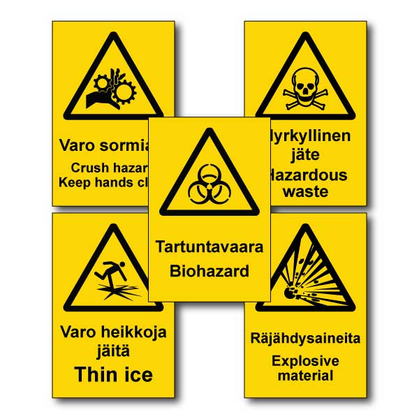 Varoituskyltit suomi-englanti