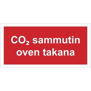CO2 sammutin oven takana jälkivalaiseva opaste