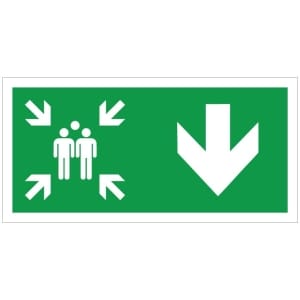 Kokoontumispaikka alas jälkivalaiseva poistumistieopaste