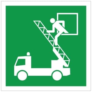 Pelastusikkuna jälkivalaiseva poistumistieopaste