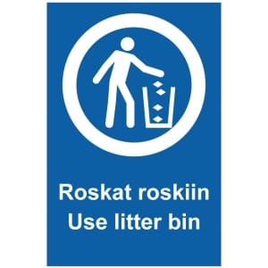 Roskat roskiin Use litter bin opaste