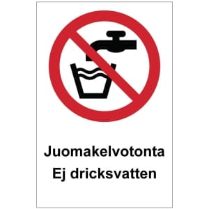 Juomakelvotonta Ej dricksvatten opaste