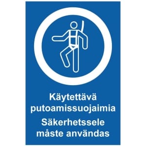 Käytettävä putoamissuojaimia Säkerhetssele måste användas opaste