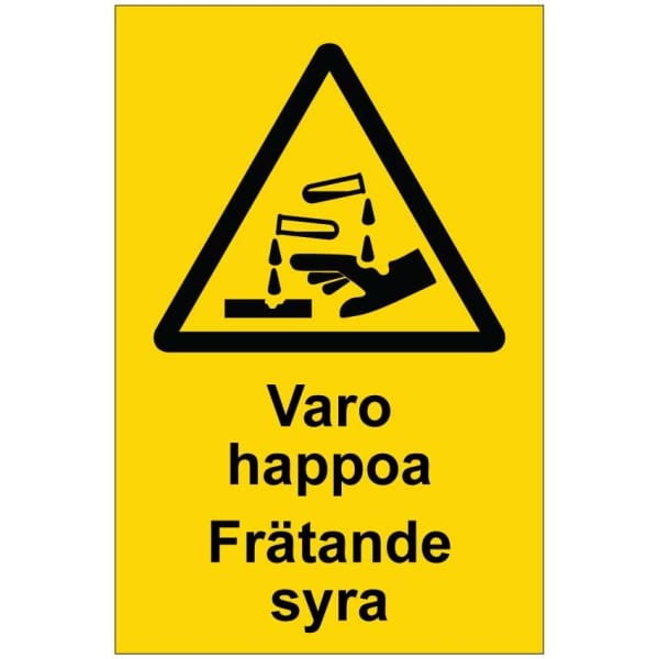 Varo happoa Frätande syra | Turvamerkki.fi