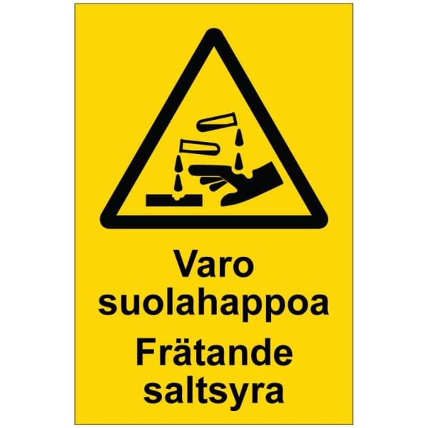 Varo suolahappoa Frätande saltsyra | Turvamerkki.fi