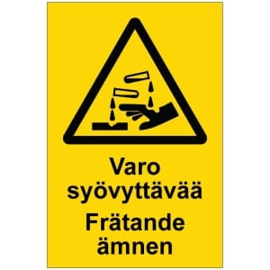 Varo syövyttävää Frätande ämnen opaste