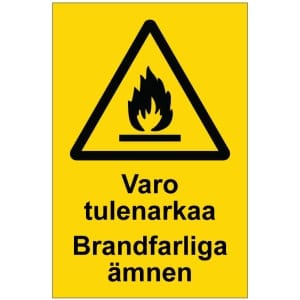 Varo tulenarkaa Brandfarliga ämnen opaste