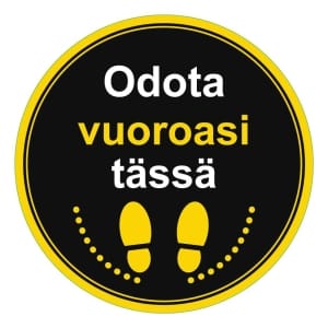 Odota vuoroasi tässä lattiatarra